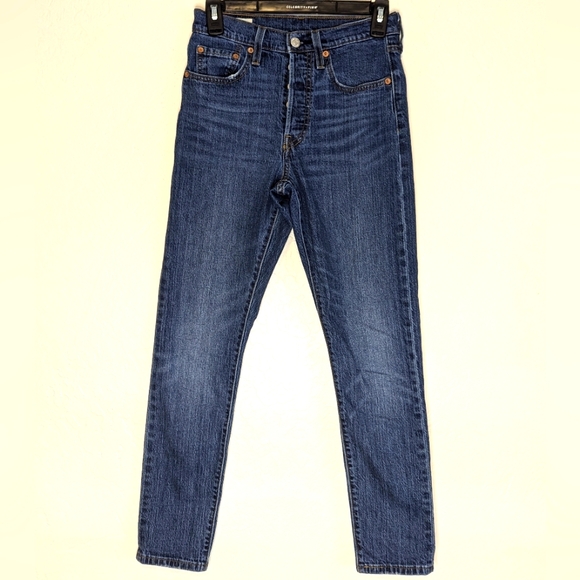 Levi’s 501 High Rise Skinny Button Fly Medium Wash Jeans Women’s 24 - Picture 1 of 8